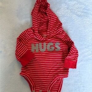 Carter's Red and White Striped Hugs Bodysuit